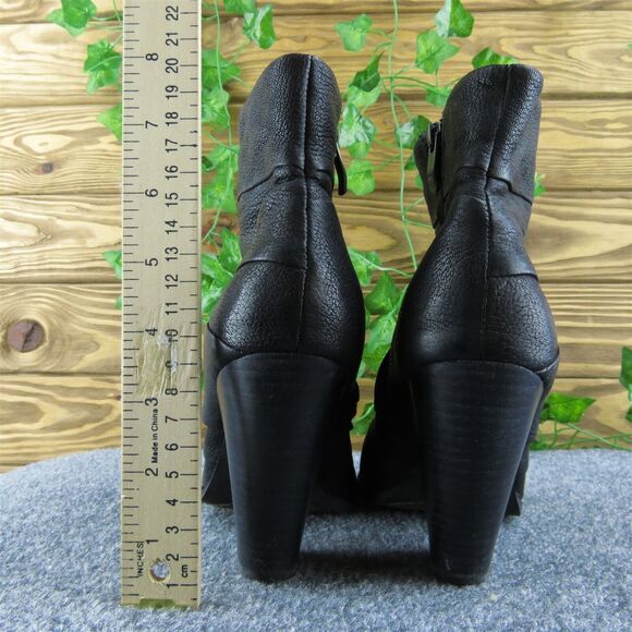 Vince Camuto Belta Women Ankle Boots Black Leather‎ Zip Size 8 Medium - Picture 5 of 9